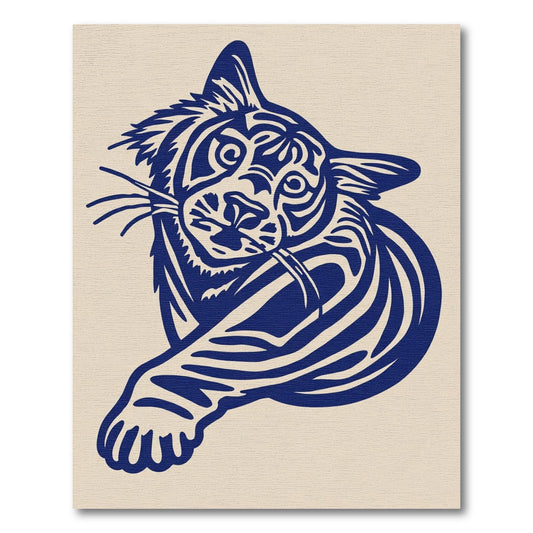 Bold Blue Feline Tiger Head Rug
