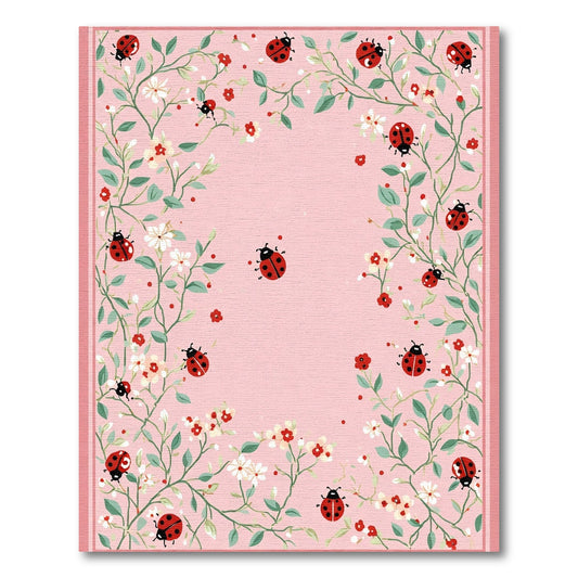 Pink Ladybug Garden Border Rug