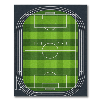 Green Soccer Field Stadium Graphic Rug