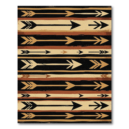 Tribal Arrow In Earthy Tone Stripes Rug