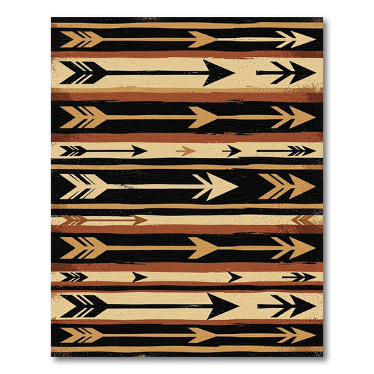Tribal Arrow In Earthy Tone Stripes Rug