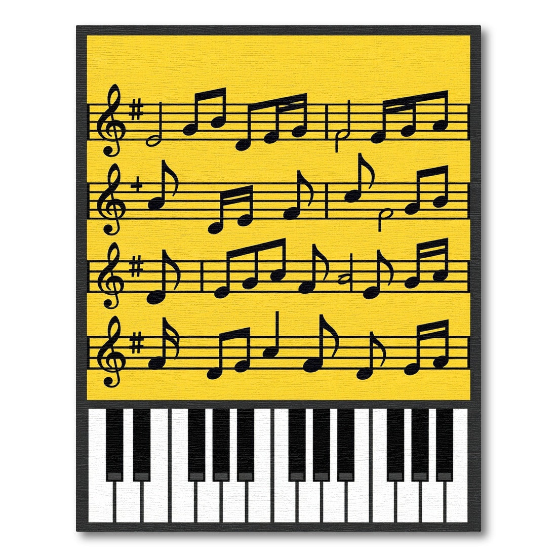 Bright Yellow Sheet Music Piano Rug