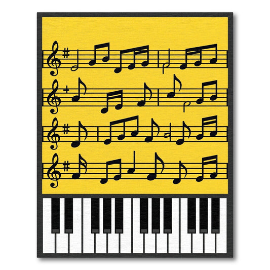 Bright Yellow Sheet Music Piano Rug