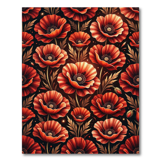Vibrant Scarlet Poppy Floral Arrangement Rug