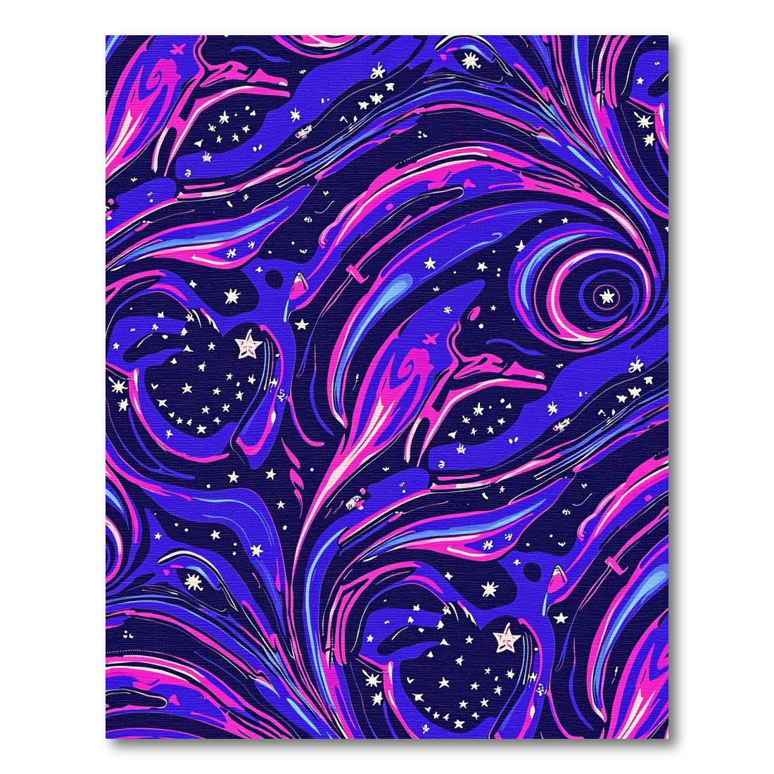 Navy Purple Cosmic Swirling Birds Stars Rug