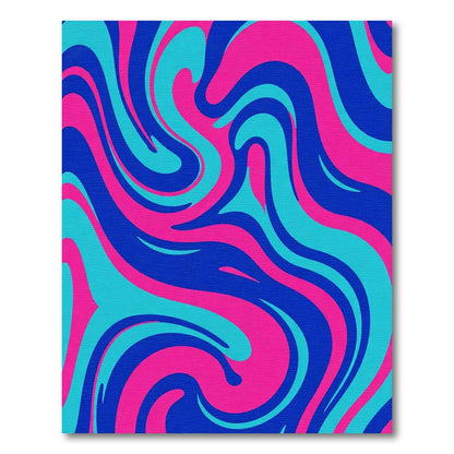 Vibrant Pink Blue Swirl Abstract Rug