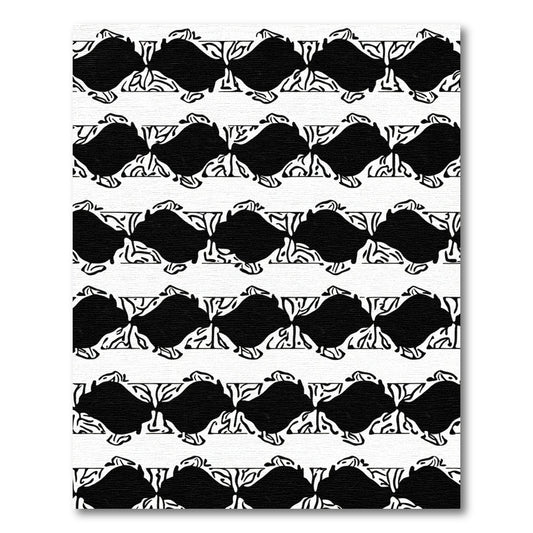 Black White Interlocking Diamond Stripe Rug