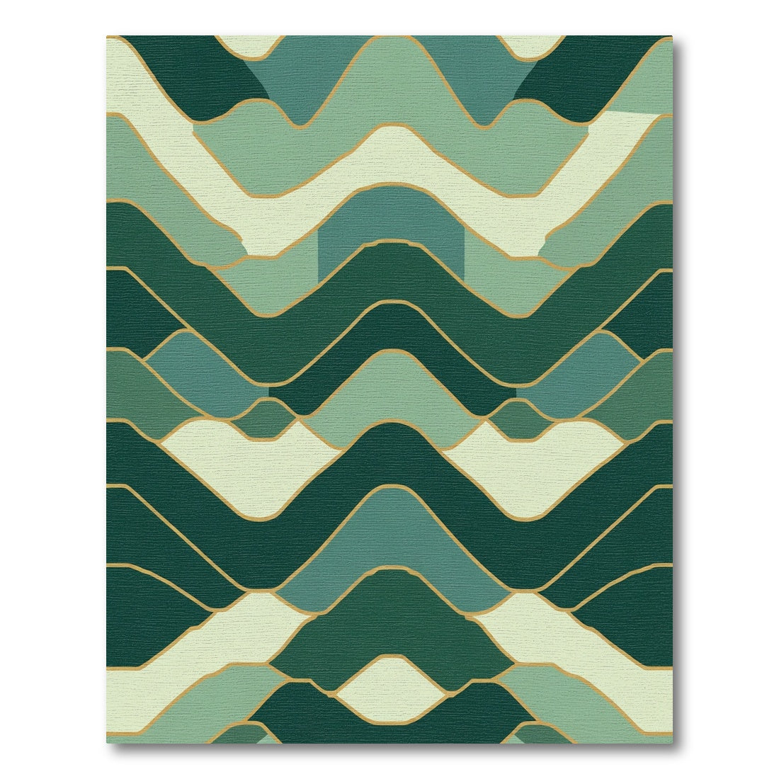 Abstract Green Wave Landscape Rug
