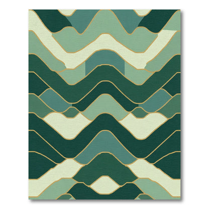 Abstract Green Wave Landscape Rug