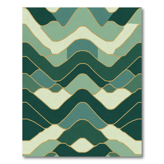 Abstract Green Wave Landscape Rug