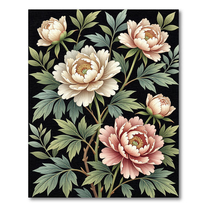 Elegant Soft Blush Peony Floral Art Rug