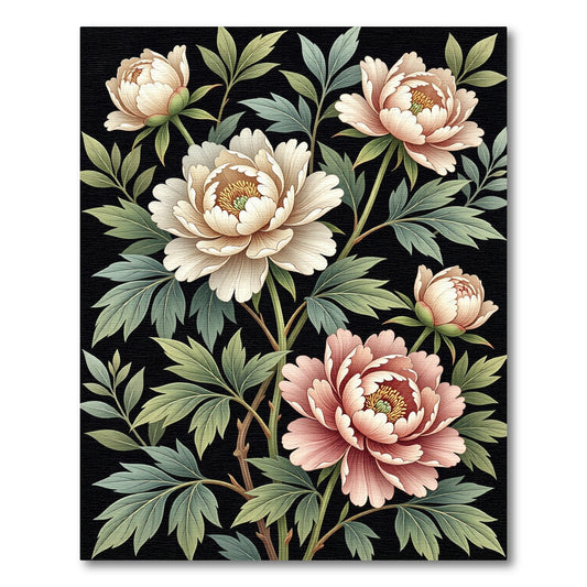 Elegant Soft Blush Peony Floral Art Rug
