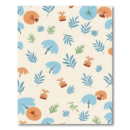 Abstract botanical composition cream Rug
