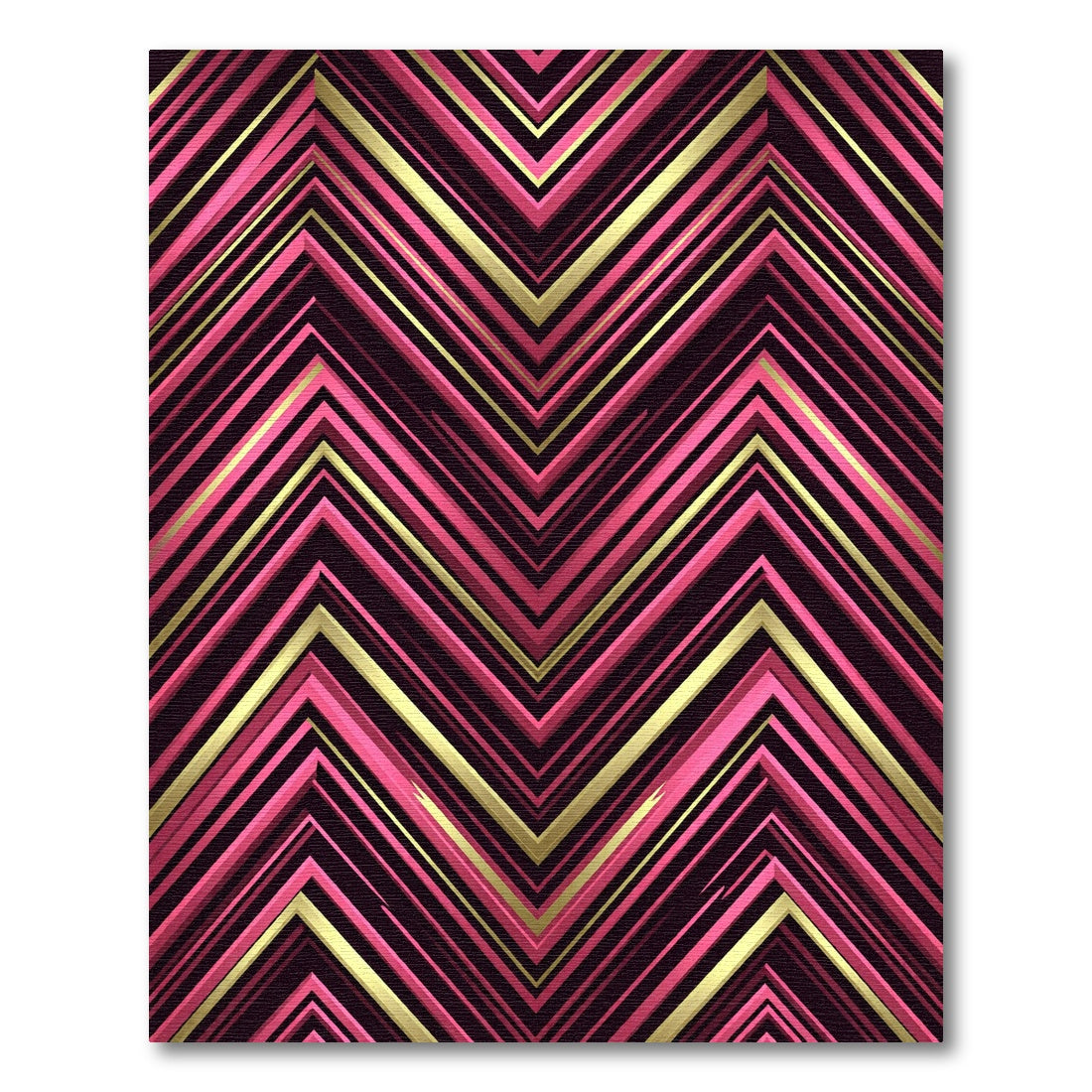 Modern Pink and Gold Zigzag Chevron Rug