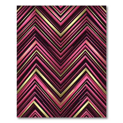 Modern Pink and Gold Zigzag Chevron Rug