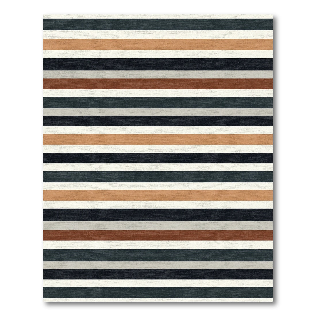 Earthy Red Blue Gray Striped Rug