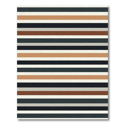 Earthy Red Blue Gray Striped Rug