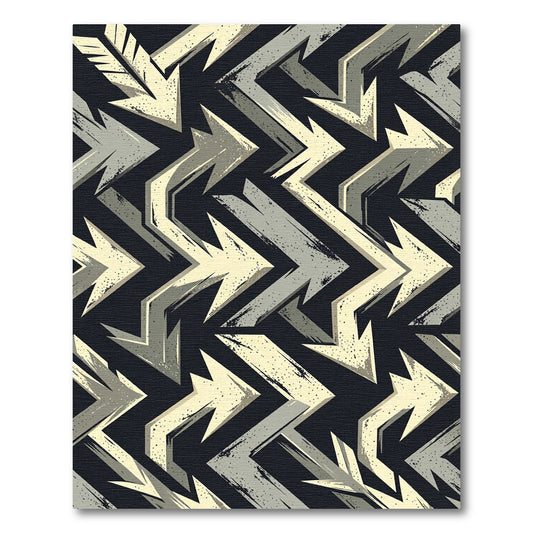 Industrial Beige and Grey Arrow Zigzag Rug