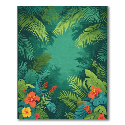 Lush Green Tropical Hibiscus Jungle Rug