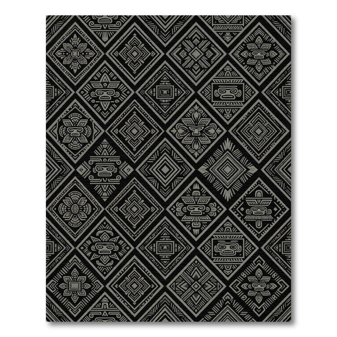 Black Grey Aztec Diamond Collage Rug