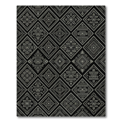 Black Grey Aztec Diamond Collage Rug
