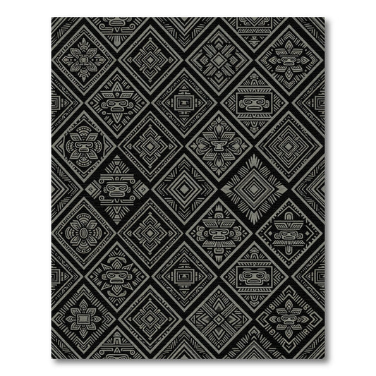 Black Grey Aztec Diamond Collage Rug