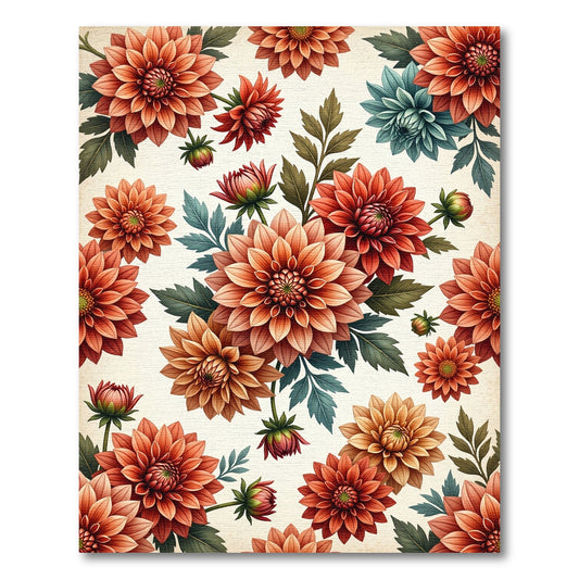 Terracotta Dahlia Floral Scatter Rug