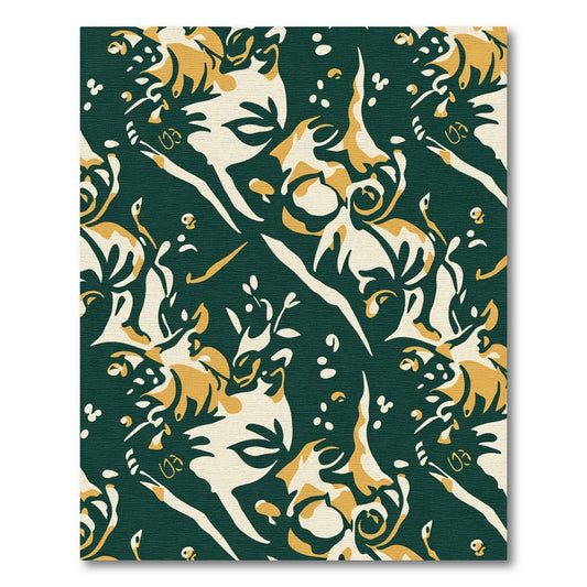 Deep Emerald Forest Fauna Whimsical Rug