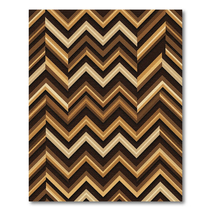 Modern Geometric Zigzag Earth Tone Rug
