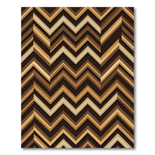 Modern Geometric Zigzag Earth Tone Rug