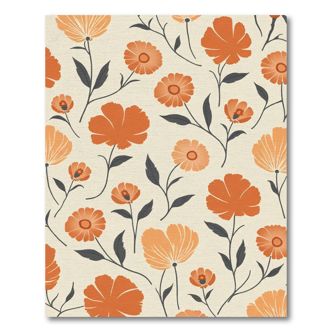 Warm Orange Meadow Floral Arrangement Rug