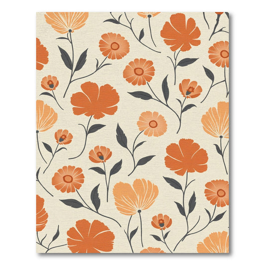 Warm Orange Meadow Floral Arrangement Rug