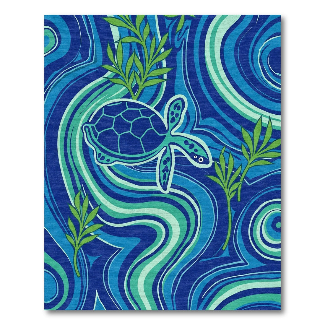 Aqua Blue Turtle Ocean Swirl Rug