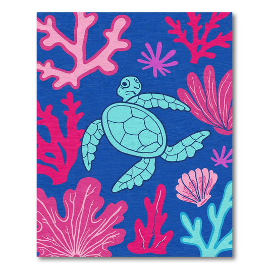 Ocean Turtle Coral Reef Scene Rug