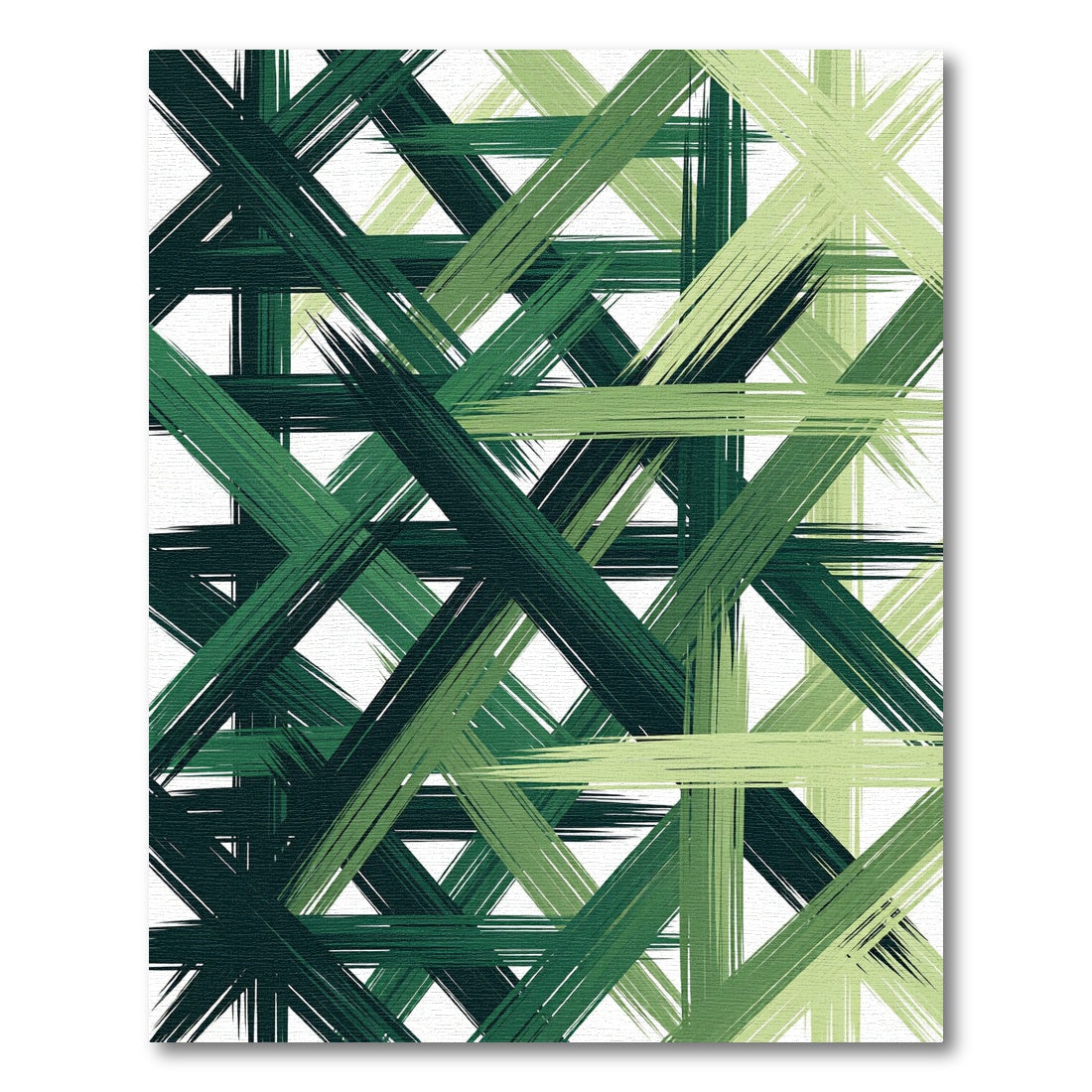 Verdant Crossed Brushstroke Abstract Rug