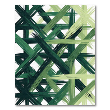 Verdant Crossed Brushstroke Abstract Rug