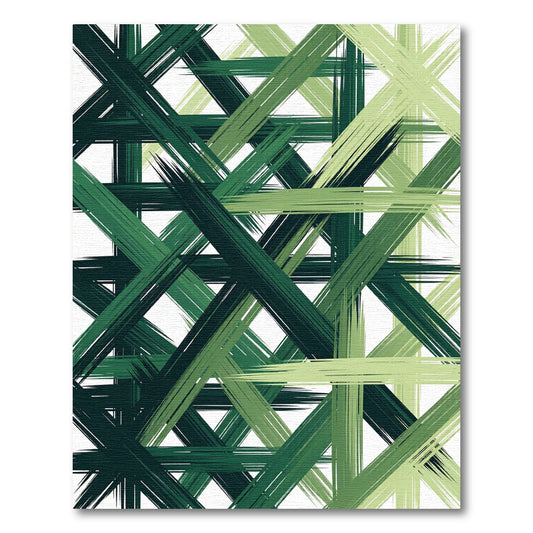 Verdant Crossed Brushstroke Abstract Rug