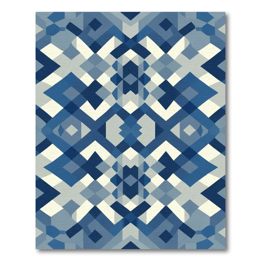 Shades of Blue Geometric Interlocking Shapes Rug