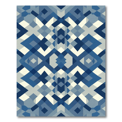 Shades of Blue Geometric Interlocking Shapes Rug