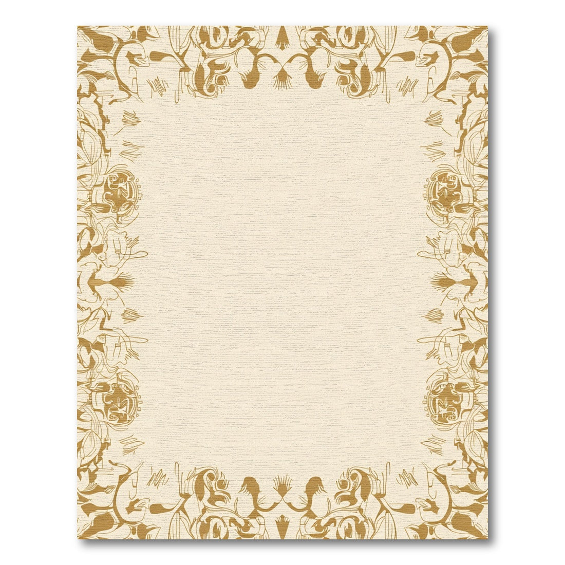 Golden Floral Border Frame Rug