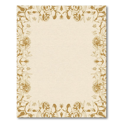 Golden Floral Border Frame Rug