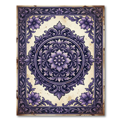 Elegant Purple Floral Ornate Medallion Rug