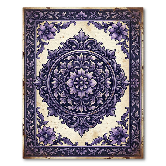Elegant Purple Floral Ornate Medallion Rug