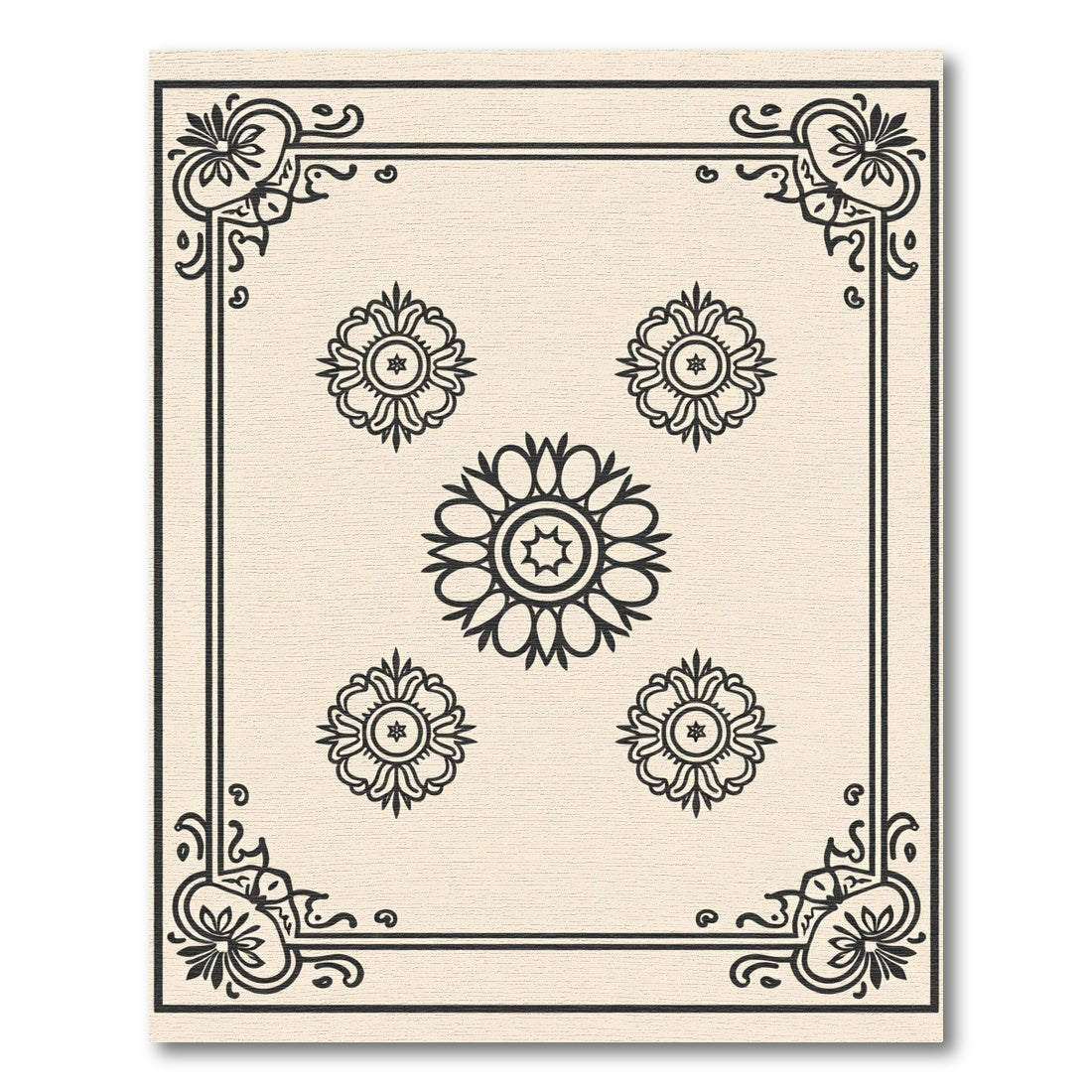 Earthy Starburst Floral Medallion Border Rug