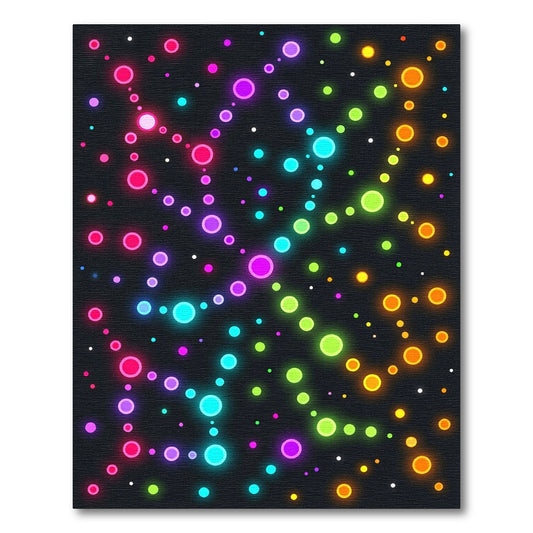 Neon Galaxy Constellation Iridescent Circle Art Rug