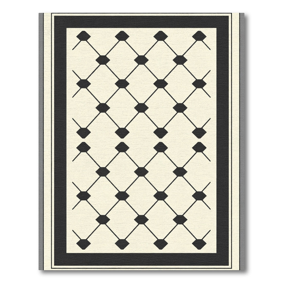 Cream Black Diamond Lattice Border Rug