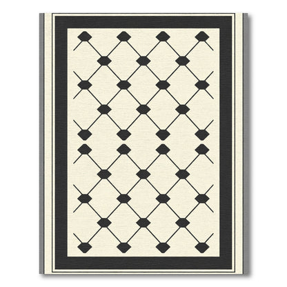 Cream Black Diamond Lattice Border Rug