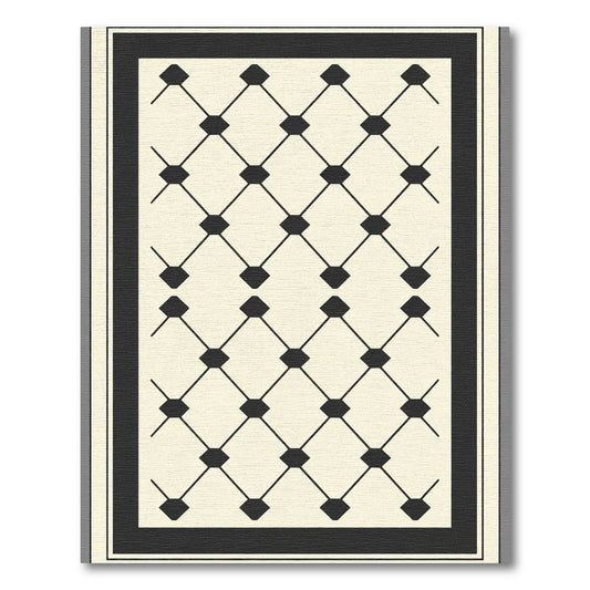 Cream Black Diamond Lattice Border Rug