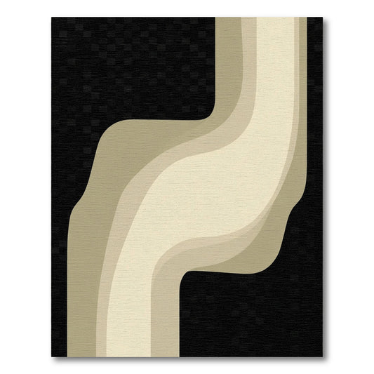 Subtle Cream Layered Flowing Curve Rug