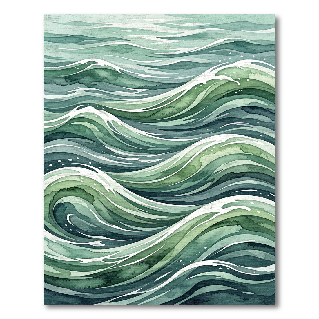 Abstract Emerald Ocean Wave Swirl Rug